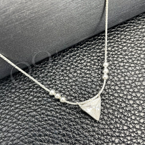 Sterling Silver Fancy Necklace, Snake and Ball Design, with White Cubic Zirconia, Polished, Silver Finish, 04.402.0008.18 (08 MM Thickness, 18 Inches Length)