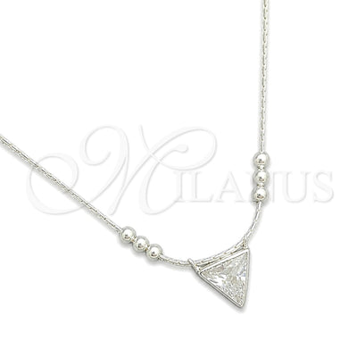 Sterling Silver Fancy Necklace, Snake and Ball Design, with White Cubic Zirconia, Polished, Silver Finish for wholesale, main product view