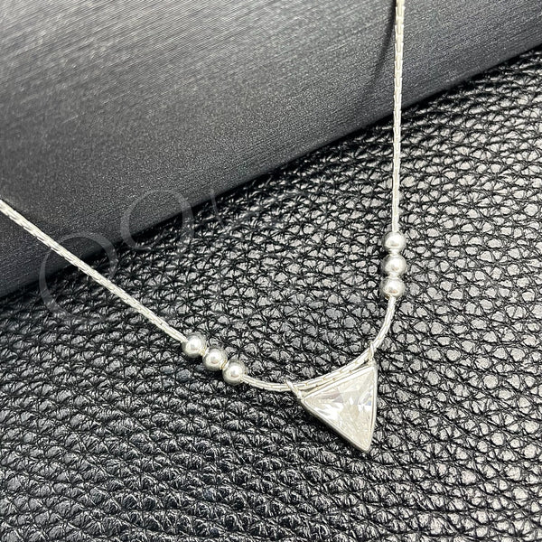 Sterling Silver Necklace — Fancy Necklace Snake and Ball Design with White — main product view — SKU 149785 | Plata 925 collar — elegante Necklace Snake and Ball diseño with blanco — SKU 149785
