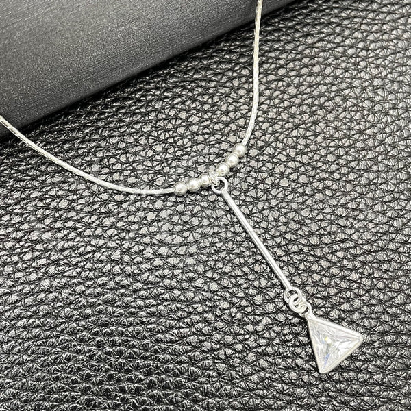 Sterling Silver Fancy Necklace, Snake and Ball Design, with White Cubic Zirconia, Polished, Silver Finish, 04.402.0009.18 (08 MM Thickness, 18 Inches Length)