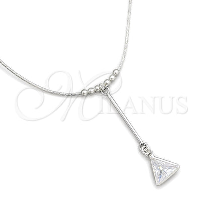Sterling Silver Fancy Necklace, Snake and Ball Design, with White Cubic Zirconia, Polished, Silver Finish for wholesale, main product view