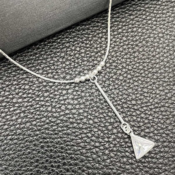 Sterling Silver Necklace — Fancy Necklace Snake and Ball Design with White — main product view — SKU 149786 | Plata 925 collar — elegante Necklace Snake and Ball diseño with blanco — SKU 149786