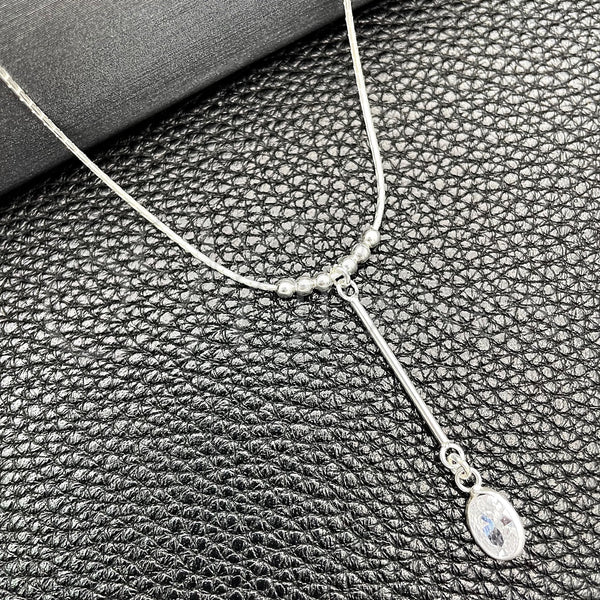 Sterling Silver Necklace — Fancy Necklace Snake and Ball Design with White — main product view — SKU 149787 | Plata 925 collar — elegante Necklace Snake and Ball diseño with blanco — SKU 149787