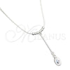 Sterling Silver Fancy Necklace, Snake and Ball Design, with White Cubic Zirconia, Polished, Silver Finish for wholesale, main product view