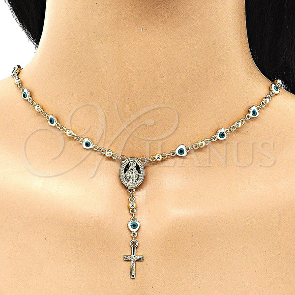 Gold Filled Jewelry — Medium Rosary Virgen Maria and Crucifix Design White — alternate product view — SKU 149789 | Oro Laminado joyería — Medium Rosary Virgen Maria and Crucifix diseño blanco — SKU 149789