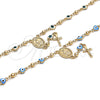 Oro Laminado Medium Rosary, Gold Filled Style Virgen Maria and Crucifix Design, White Enamel Finish, Golden Finish, 09.213.0015.1.18