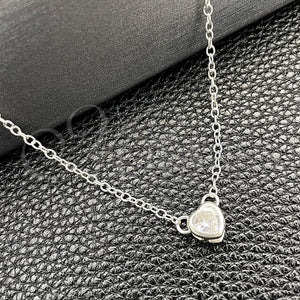 Sterling Silver Necklace — Fancy Necklace Heart and Rolo Design with White — main product view — SKU 149794 | Plata 925 collar — elegante Necklace corazón and Rolo diseño with blanco — SKU 149794