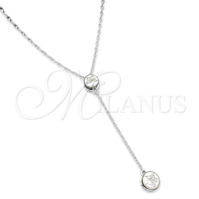 Sterling Silver Fancy Necklace, Star and Rolo Design, with White Cubic Zirconia, Polished, Silver Finish for wholesale, main product view