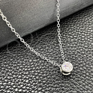 Sterling Silver Necklace — Fancy Necklace Flower and Rolo Design with White — main product view — SKU 149796 | Plata 925 collar — elegante Necklace flor and Rolo diseño with blanco — SKU 149796