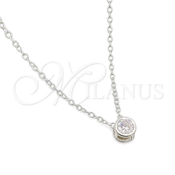 Sterling Silver Necklace — Fancy Necklace Flower and Rolo Design with White — main product view — SKU 149796 | Plata 925 collar — elegante Necklace flor and Rolo diseño with blanco — SKU 149796