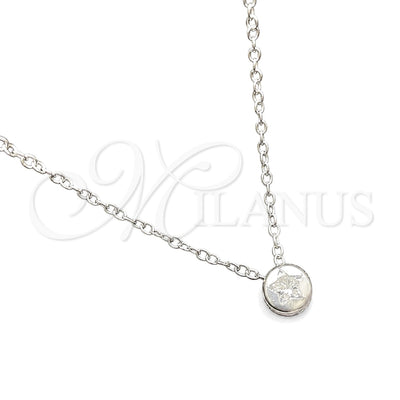 Sterling Silver Fancy Necklace, Star and Rolo Design, with White Cubic Zirconia, Polished, Silver Finish for wholesale, main product view