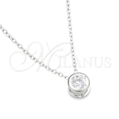 Sterling Silver Fancy Necklace, Star and Rolo Design, with White Cubic Zirconia, Polished, Silver Finish for wholesale, main product view