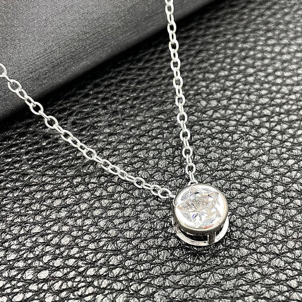 Sterling Silver Necklace — Fancy Necklace Star and Rolo Design with White — main product view — SKU 149798 | Plata 925 collar — elegante Necklace estrella and Rolo diseño with blanco — SKU 149798