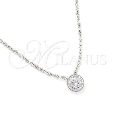 Sterling Silver Fancy Necklace, Rolo Design, with White Cubic Zirconia, Polished, Silver Finish, 04.401.0022.18 for wholesale, main product view