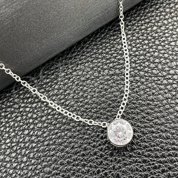Sterling Silver Necklace — Fancy Necklace Rolo Design with White Cubic Zirconia — main product view — SKU 149799 | Plata 925 collar — elegante Necklace Rolo diseño with blanco Cubic Zirconia — SKU 149799