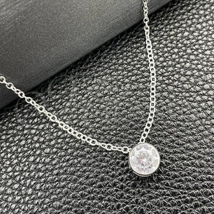 Sterling Silver Necklace — Fancy Necklace Rolo Design with White Cubic Zirconia — main product view — SKU 149799 | Plata 925 collar — elegante Necklace Rolo diseño with blanco Cubic Zirconia — SKU 149799