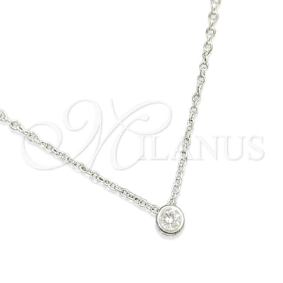 Sterling Silver Fancy Necklace, Rolo Design, with White Cubic Zirconia, Polished, Silver Finish, 04.401.0023.18 for wholesale, main product view
