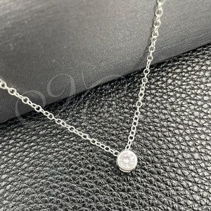 Sterling Silver Necklace — Fancy Necklace Rolo Design with White Cubic Zirconia — main product view — SKU 149800 | Plata 925 collar — elegante Necklace Rolo diseño with blanco Cubic Zirconia — SKU 149800