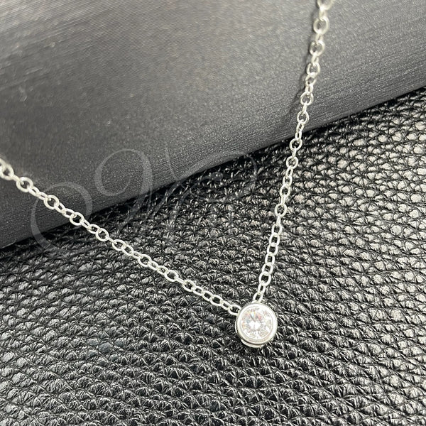 Sterling Silver Necklace — Fancy Necklace Rolo Design with White Cubic Zirconia — main product view — SKU 149800 | Plata 925 collar — elegante Necklace Rolo diseño with blanco Cubic Zirconia — SKU 149800