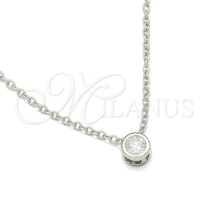 Sterling Silver Necklace — Fancy Necklace Rolo Design with White Cubic Zirconia — main product view — SKU 149801 | Plata 925 collar — elegante Necklace Rolo diseño with blanco Cubic Zirconia — SKU 149801