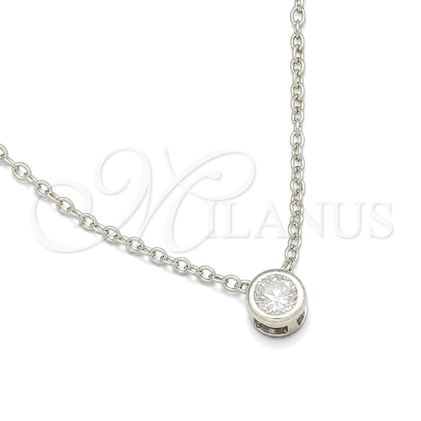 Sterling Silver Necklace — Fancy Necklace Rolo Design with White Cubic Zirconia — main product view — SKU 149801 | Plata 925 collar — elegante Necklace Rolo diseño with blanco Cubic Zirconia — SKU 149801