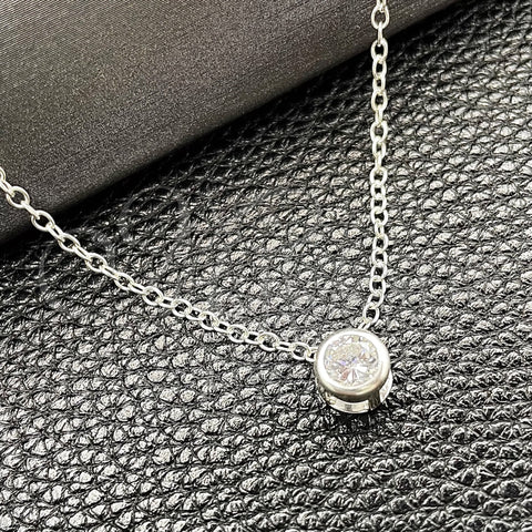 Sterling Silver Fancy Necklace, Rolo Design, with White Cubic Zirconia, Polished, Silver Finish, 04.401.0024.18 (06 MM Thickness, 18 Inches Length)