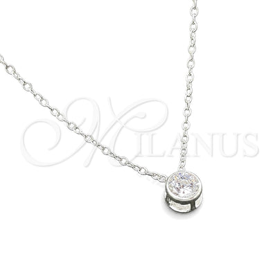 Sterling Silver Fancy Necklace, Rolo Design, with White Cubic Zirconia, Polished, Silver Finish, 04.401.0025.18 for wholesale, main product view