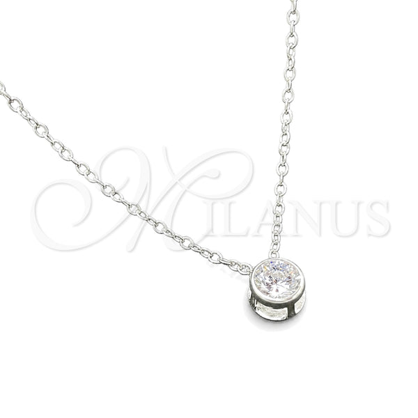 Sterling Silver Necklace — Fancy Necklace Rolo Design with White Cubic Zirconia — main product view — SKU 149802 | Plata 925 collar — elegante Necklace Rolo diseño with blanco Cubic Zirconia — SKU 149802