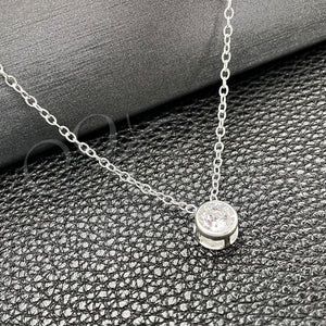 Sterling Silver Necklace — Fancy Necklace Rolo Design with White Cubic Zirconia — main product view — SKU 149802 | Plata 925 collar — elegante Necklace Rolo diseño with blanco Cubic Zirconia — SKU 149802