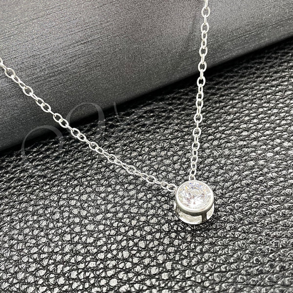 Sterling Silver Necklace — Fancy Necklace Rolo Design with White Cubic Zirconia — main product view — SKU 149802 | Plata 925 collar — elegante Necklace Rolo diseño with blanco Cubic Zirconia — SKU 149802
