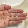Oro Laminado Stud Earring, Gold Filled Style Seahorse Design, with Pink Cubic Zirconia, Polished, Golden Finish, 02.210.0769