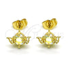 Oro Laminado Stud Earring, Gold Filled Style Butterfly Design, with Aurore Boreale Cubic Zirconia, Polished, Golden Finish, 02.210.0774