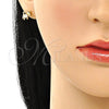 Oro Laminado Stud Earring, Gold Filled Style with Aurore Boreale Cubic Zirconia, Polished, Golden Finish, 02.210.0777