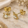 Oro Laminado Stud Earring, Gold Filled Style with Aurore Boreale Cubic Zirconia, Polished, Golden Finish, 02.210.0777