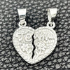 Sterling Silver Religious Pendant, Heart Design, Polished, Silver Finish, 05.392.0016