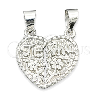 Sterling Silver Religious Pendant, Heart Design, Polished, Silver Finish, 05.392.0016 for wholesale, main product view