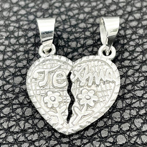 Sterling Silver Pendant — Religious Pendant Heart Design Polished 05. — main product view — SKU 149819 | Plata 925 dije — Religious Pendant corazón diseño pulido 05. — SKU 149819