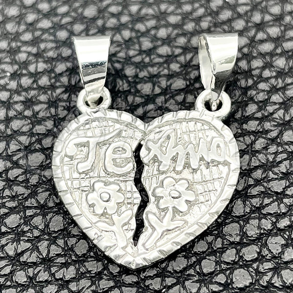 Sterling Silver Pendant — Religious Pendant Heart Design Polished 05. — main product view — SKU 149819 | Plata 925 dije — Religious Pendant corazón diseño pulido 05. — SKU 149819