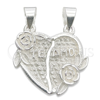 Sterling Silver Religious Pendant, Heart Design, Polished, Silver Finish, 05.392.0017 for wholesale, main product view