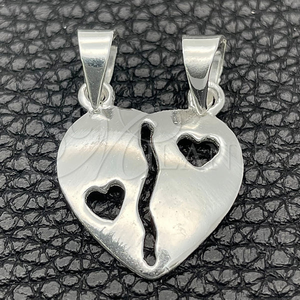 Sterling Silver Pendant — Religious Pendant Heart Design Polished 05. — main product view — SKU 149821 | Plata 925 dije — Religious Pendant corazón diseño pulido 05. — SKU 149821
