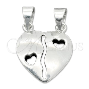 Sterling Silver Pendant — Religious Pendant Heart Design Polished 05. — main product view — SKU 149821 | Plata 925 dije — Religious Pendant corazón diseño pulido 05. — SKU 149821