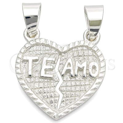 Sterling Silver Religious Pendant, Heart Design, Polished, Silver Finish, 05.392.0019 for wholesale, main product view