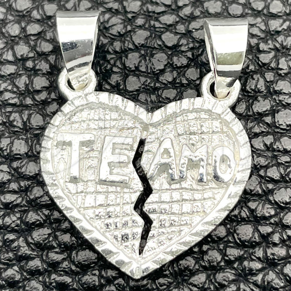 Sterling Silver Pendant — Religious Pendant Heart Design Polished 05. — main product view — SKU 149822 | Plata 925 dije — Religious Pendant corazón diseño pulido 05. — SKU 149822