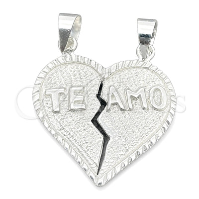 Sterling Silver Religious Pendant, Heart Design, Polished, Silver Finish, 05.392.0020 for wholesale, main product view