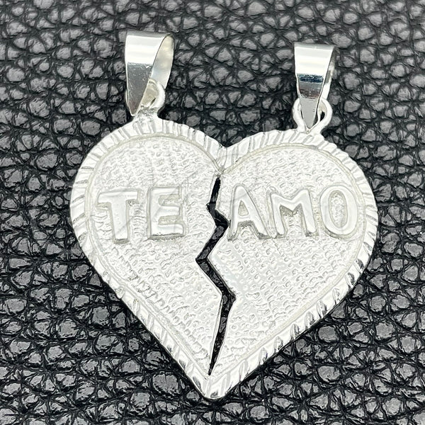Sterling Silver Pendant — Religious Pendant Heart Design Polished 05. — main product view — SKU 149823 | Plata 925 dije — Religious Pendant corazón diseño pulido 05. — SKU 149823