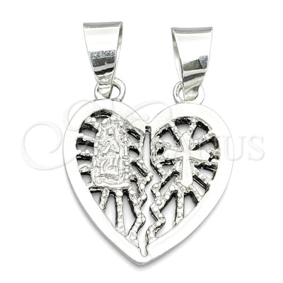 Sterling Silver Religious Pendant, Heart Design, Polished, Silver Finish, 05.392.0021 for wholesale, main product view