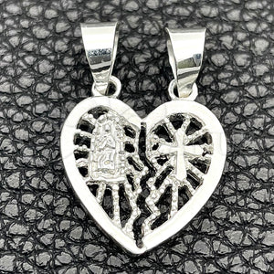 Sterling Silver Pendant — Religious Pendant Heart Design Polished 05. — main product view — SKU 149824 | Plata 925 dije — Religious Pendant corazón diseño pulido 05. — SKU 149824