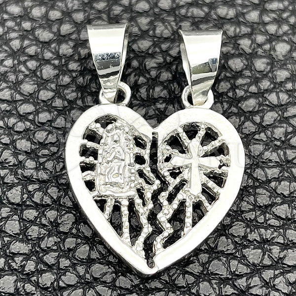 Sterling Silver Pendant — Religious Pendant Heart Design Polished 05. — main product view — SKU 149824 | Plata 925 dije — Religious Pendant corazón diseño pulido 05. — SKU 149824