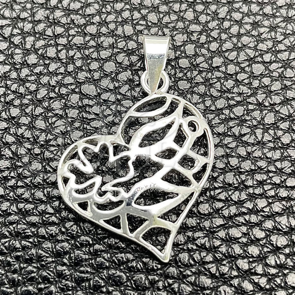 Sterling Silver Pendant — Religious Pendant Heart Design Polished 05. — main product view — SKU 149825 | Plata 925 dije — Religious Pendant corazón diseño pulido 05. — SKU 149825
