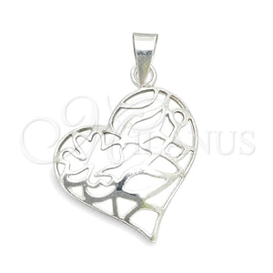 Sterling Silver Pendant — Religious Pendant Heart Design Polished 05. — main product view — SKU 149825 | Plata 925 dije — Religious Pendant corazón diseño pulido 05. — SKU 149825